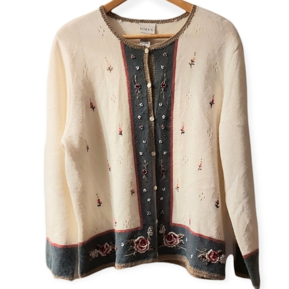 Vintage Koret Cardigan with Embroidery and Beading Detail Croch… - Picture 2 of 8